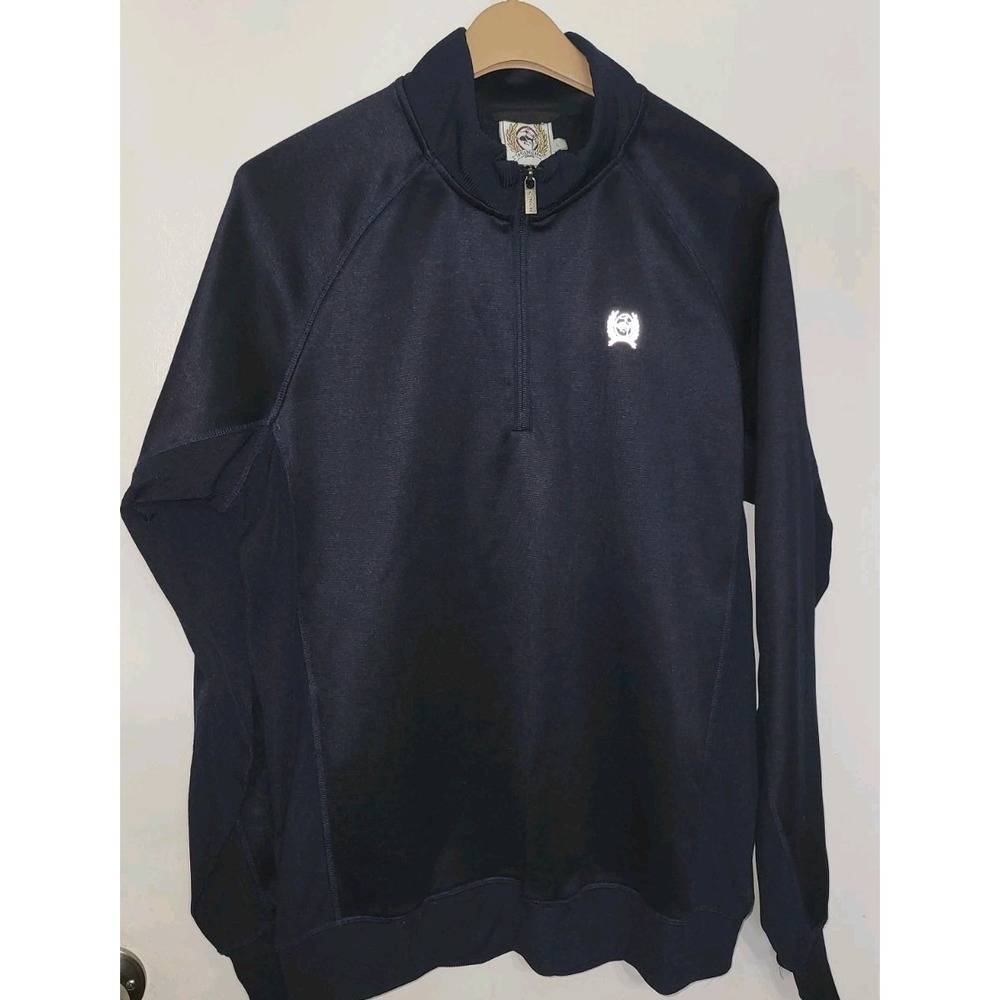 Cinch Pullover Sweatshirt Mens L Navy Blue 1/4 Zip Mock Neck Long Sleeve Logo